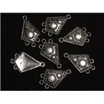 10pc - Perles Connecteurs Métal Argenté Gouttes Triangles 30x18mm - 4558550037817