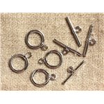 2pc - Fermoir T Toogle Métal Argenté Plaquage Rhodium 13 mm   4558550037831
