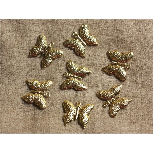 4pc - Breloques Papillons Dorés Plaquage Rhodium - 20x18 mm  4558550037862