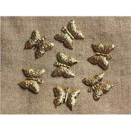 4 Stück - Goldene Schmetterlingsanhänger Rhodiniert - 20x18 mm 4558550037862