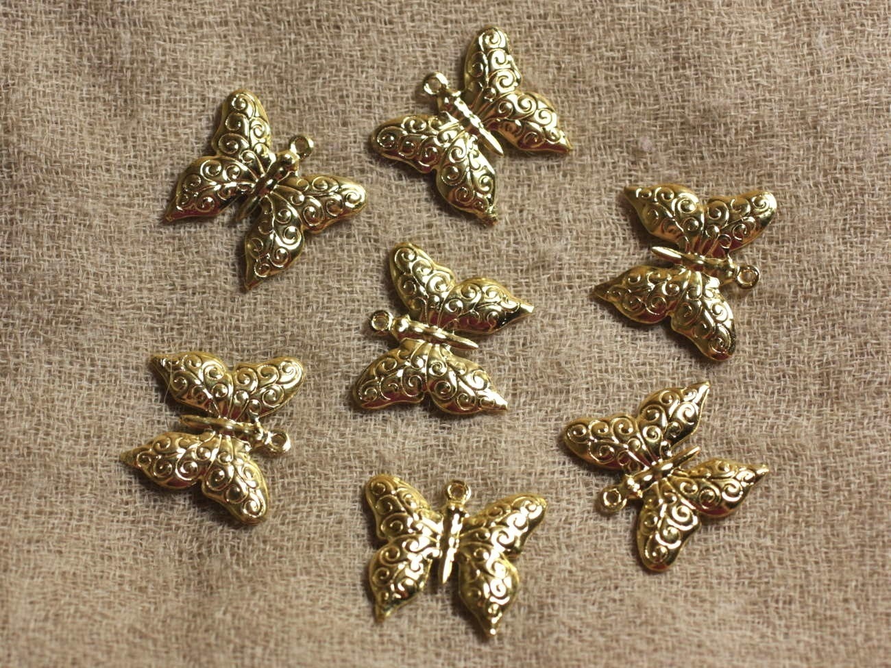 4pc - Breloques Papillons Dorés Plaquage Rhodium - 20x18 mm  4558550037862