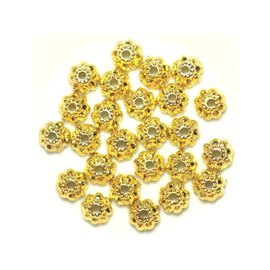 20Stk - Perlenbecher Goldene Metallblume 9mm - 4558550037909