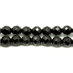 10pc - Perles de Pierre - Onyx Noir Boules Facettées 6mm   4558550037916