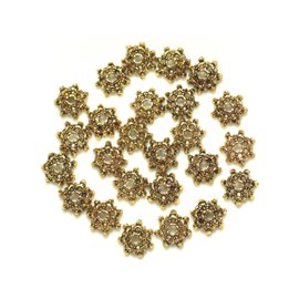 20Stk - Perlen Becher Goldene Metallblumen 9mm - 4558550037923