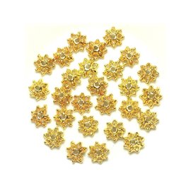 20Stk - Perlenbecher Goldene Metallblumen 9mm - 4558550037961