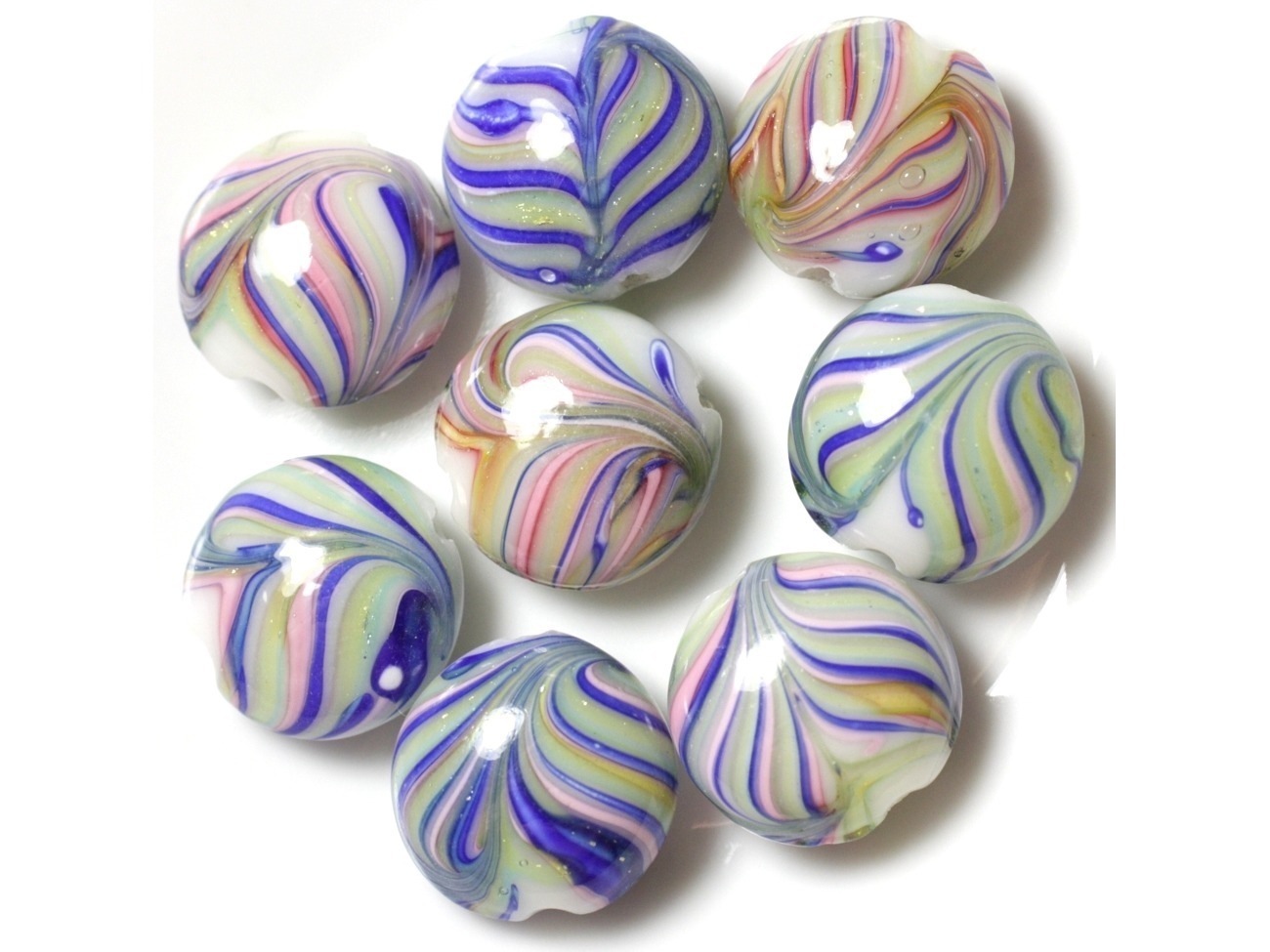 4pc - Perles en Verre Palets 18mm Bleu Vert Rose Feuilles   4558550038043