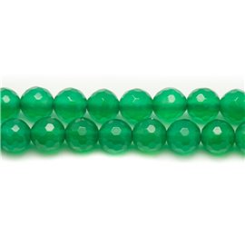 10 Stück - Steinperlen - Facettierte Kugeln aus grünem Onyx 6mm 4558550038104