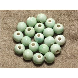 10pc - Bolas de cuentas de cerámica de porcelana 10 mm Verde claro Turquesa 4558550038128
