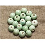 10pc - Perles Céramique Porcelaine  Boules 10mm Vert clair Turquoise   4558550038128