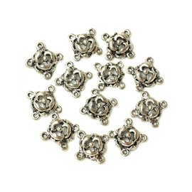10Stk - Perlen Verbinder Blumen Silber Metall 16mm - 4558550038135