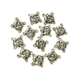 Bolsa de 10 piezas - Cuentas de conectores de flores de metal plateado - 16 x 4 mm 4558550038135 