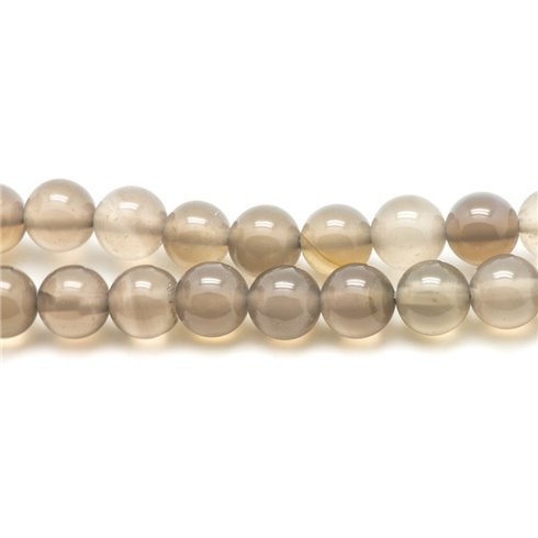 10pc - Perles Pierre Agate Boules 8mm Gris transparent - 7427039749718