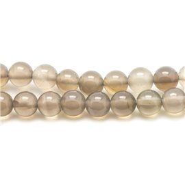 10pc - Stone Beads - Gray Agate Balls 8mm 4558550038173