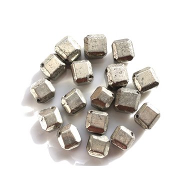 2pc - Perles de Pierre - Pyrite dorée Cubes 10mm   4558550038340