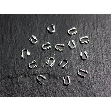 100pc - Embouts Cache Fils Protège Fils Métal Argenté 5x4x0.5mm - 4558550038395 