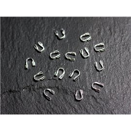 100pc - Tappi terminali copertura filo metallico argento 5x4x0,5 mm - 4558550038395 