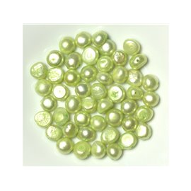 10pc - Perles Coquillage Culture eau douce ronds ovales 8-9mm Vert clair jaune anis - 4558550038470