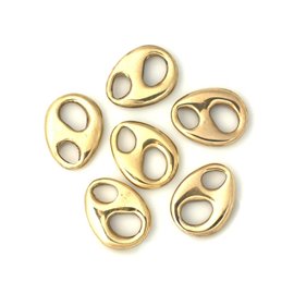 1Stk - Perlenverbinder Komponente Metall Edelstahl oval Tropfen 19x14mm Gelbgold Gold - 4558550038630