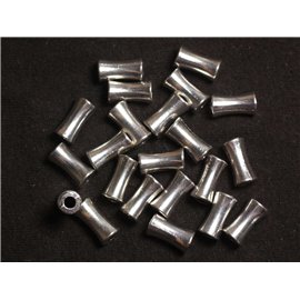 10pc - Silver Plated Metal Beads Tubes 11x6mm - 4558550038661 