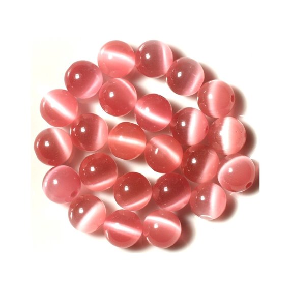 10pc - Perles Verre Oeil de Chat Boules 12mm Rose Bonbon - 4558550038692