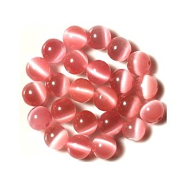 10Stk - Perlen Glas Katzenaugäpfel 12mm Candy Pink - 4558550038692