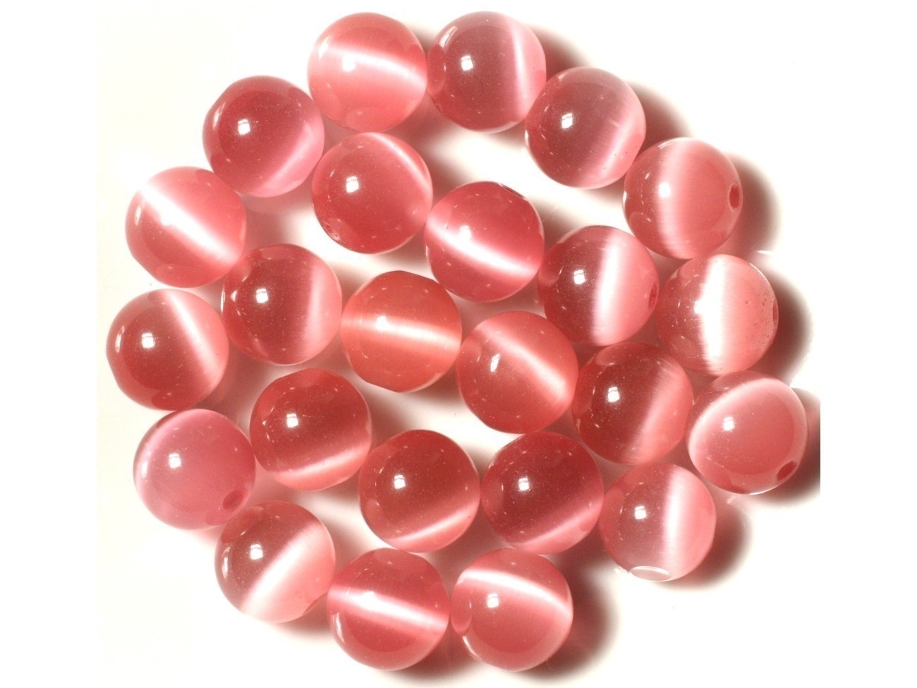 4pc - Perles en Verre Oeil de Chat  Boules 12mm Rose   4558550038692