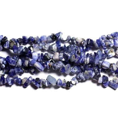 110pc environ - Perles Pierre - Sodalite Rocailles Chips 4-10mm bleu noir blanc - 4558550038746