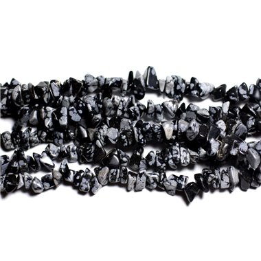 140pc environ - Perles de Pierre - Obsidienne flocon Mouchetée Rocailles Chips 5-12mm - 4558550038760 