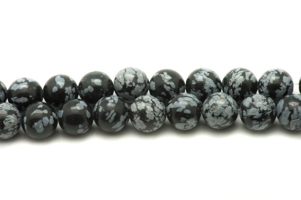 5pc - Perles de Pierre - Obsidienne Flocon de Neige Boules 10mm   4558550038845
