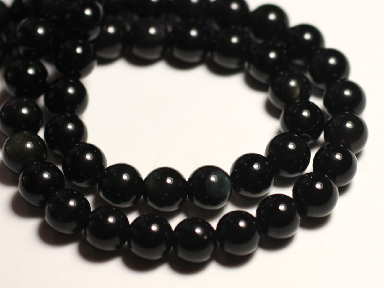 10pc - Perles de Pierre - Obsidienne noire et Arc en Ciel Boules 6mm   4558550038852 