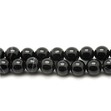 10pc - Perles de Pierre - Agate Noire Boules 6mm   4558550038951