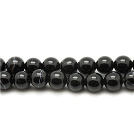 10pc - Stone Beads - Black Agate Balls 6mm 4558550038951
