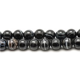 5pc - Perles Pierre Agate Boules 10mm noir blanc marron - 4558550038968