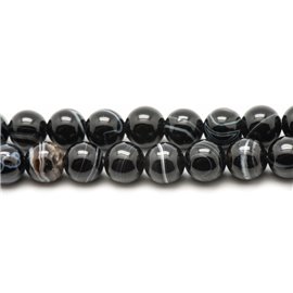 5pc - Stone Beads - Black Agate Balls 10mm 4558550038968