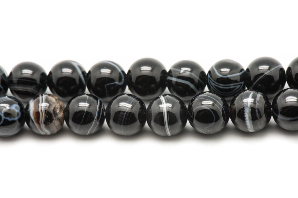 5pc - Perles de Pierre - Agate Noire Boules 10mm   4558550038968