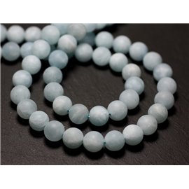 Thread 39cm 46pc approx - Stone Beads - Aquamarine Balls 8mm Matt Sanded Frosted 