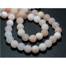 Thread 39cm 46pc approx - Stone Beads - Pink Aventurine Balls 8mm Matte Frosted Sand 