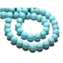 Fil 39cm 48pc env - Perles de Pierre - Magnésite Bleu Turquoise Boules 8mm Mat Sablé Givré 