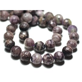 Filo 39 cm circa 39 pz - Perline di pietra - Sfere sfaccettate nere viola malva charoïte 10 mm 