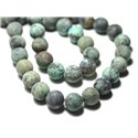 Fil 39cm 46pc env - Perles de Pierre - Turquoise d'Afrique Boules 8mm Mat Sablé Givré 