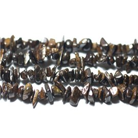 Filo 89 cm circa 280 pz - Perline di pietra - Chips Bronzite Rocailles 5-11 mm 