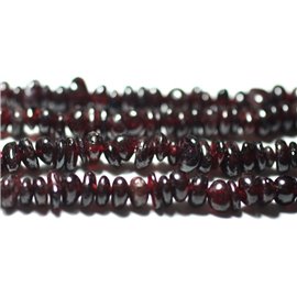Fil 89cm 280pc env - Perles de Pierre - Grenat rouge bordeaux Rocailles Chips 4-10mm 