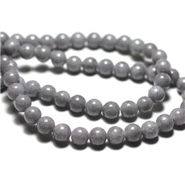 Thread 39cm approx 66pc - Stone Beads - Jade Balls 6mm Light Gray Mouse 
