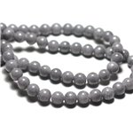 Fil 39cm 66pc env - Perles de Pierre - Jade Boules 6mm Gris clair Souris 