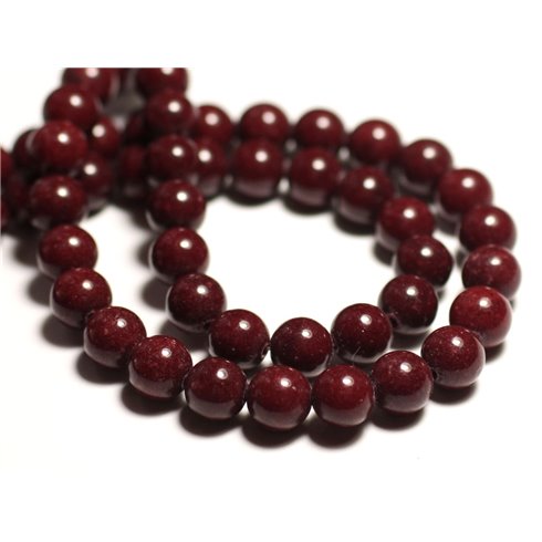 Fil 39cm 100pc env - Perles de Pierre - Jade Boules 4mm Rouge Bordeaux 