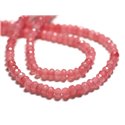 Fil 34cm 125pc env - Perles de Pierre - Jade Rondelles Facettées 4x2mm Rose Corail Pêche