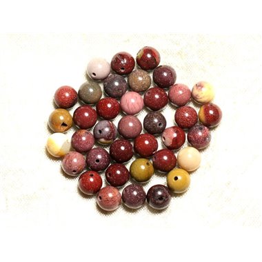 Fil 39cm 46pc env - Perles de Pierre - Jaspe Mokaïte Multicolore Boules 8mm 