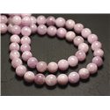 Fil 39cm 63pc env - Perles de Pierre - Kunzite Rose Boules 6mm 