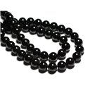 Fil 39cm 95pc env - Perles de Pierre - Tourmaline noire Boules 4mm 