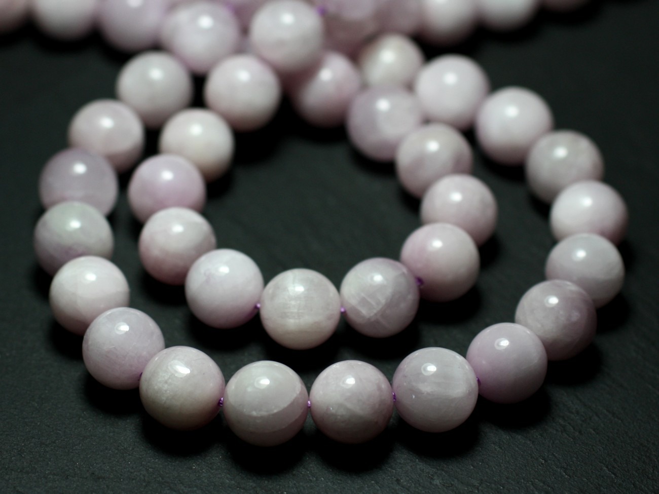 Fil 39cm 40pc env - Perles de Pierre - Kunzite Rose Boules 10mm 